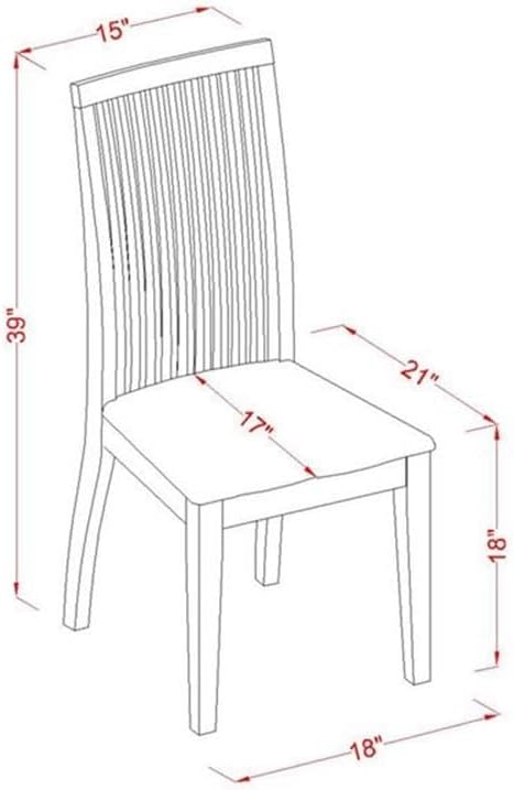 East West Furniture IPC-MAH-W Ipswich Kitchen Dining Chairs - Slat Back Wooden Seat Chairs, Set of 2, Mahogany
