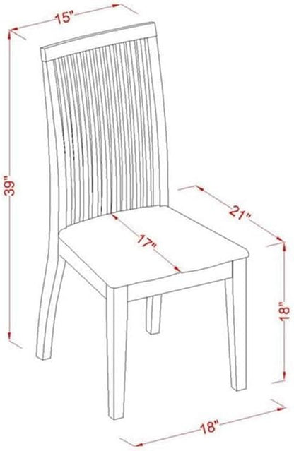 East West Furniture IPC-MAH-W Ipswich Kitchen Dining Chairs - Slat Back Wooden Seat Chairs, Set of 2, Mahogany