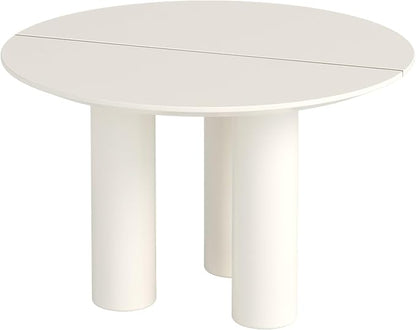 Miuuod 46 in Round Dining Table for 4 to 8 People, Single Kitchen Furniture, Large Dinner Desk for Center Coffee Island for Living Room,Balcony Cream White