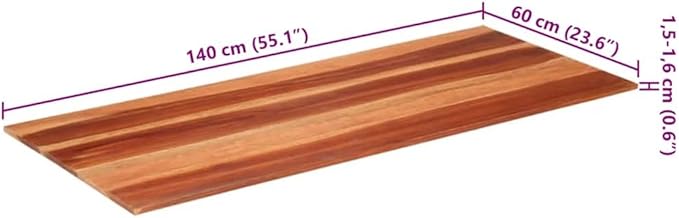 Acacia Wood Tabletop 55.1"x23.6"x0.6", Butcher Block Countertop, Rustic Brown for Dining Kitchen Island Café Office