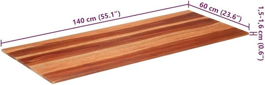 Acacia Wood Tabletop 55.1"x23.6"x0.6", Butcher Block Countertop, Rustic Brown for Dining Kitchen Island Café Office