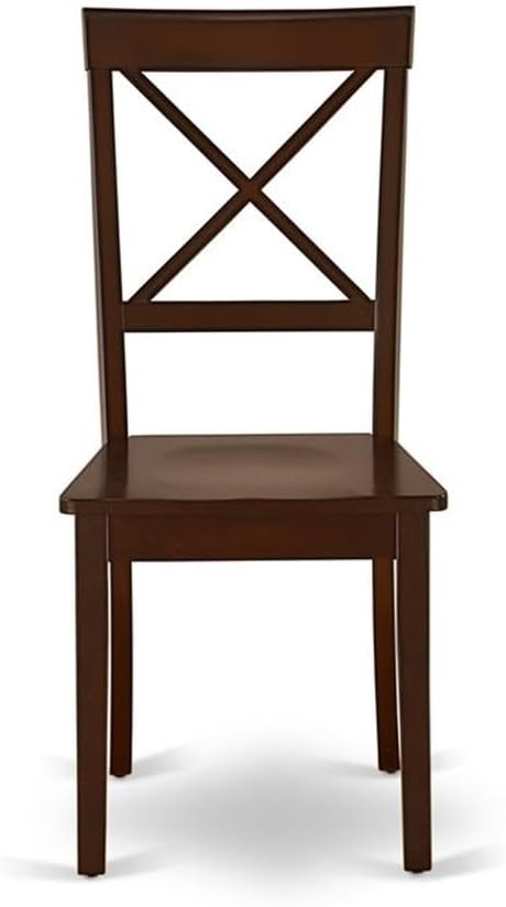 East West Furniture BOC-MAH-W Boston Dining Chairs - Cross Back Wood Seat Kitchen Chairs, Set of 2, Mahogany