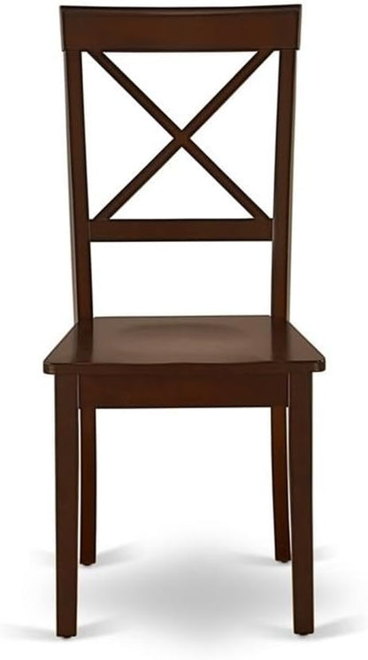 East West Furniture BOC-MAH-W Boston Dining Chairs - Cross Back Wood Seat Kitchen Chairs, Set of 2, Mahogany