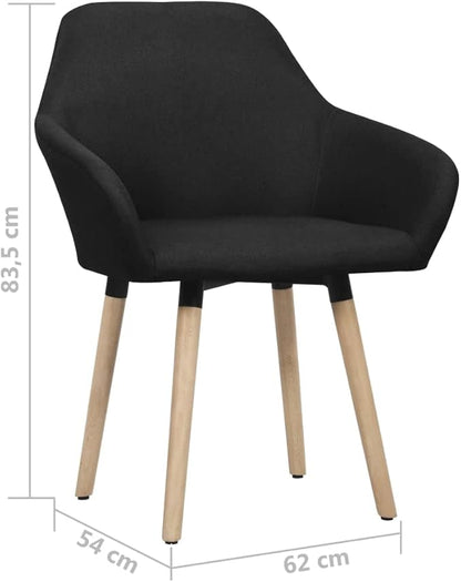 Scandinavian Modern Dining Chairs Set of 2 Black Polyester Fabric Upholstered with Solid Wood Legs for Dining Room Kitchen and Living Room