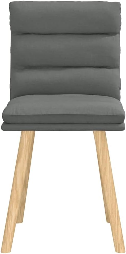 Dining Chair Set of 2, Dark Grey Upholstered Rubber Wood, 8.4"x7"x13.3", Matte Finish, Kitchen/Dining/Living Chair
