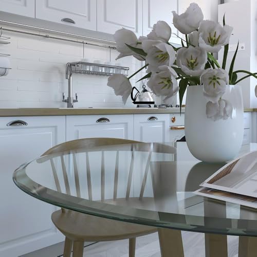 Royalty 72" Inch Round Tempered Glass Table Top – Clear Table Top Glass – Useful for Replacement, Tabletop Protector, Patio, Dining, Coffee, Desks - 3/8" Thick Beveled Edge