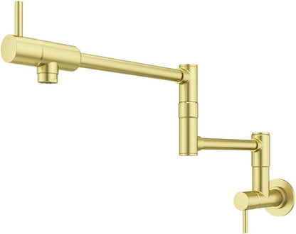 Pfister Lita Pot Filler Kitchen Faucet, 2-Handle, Wall Mounted, Single Hole, Brushed Gold Finish, GT533PFBG