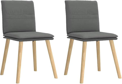 Dark Gray Fabric Dining Chairs Set of 2 Modern Farmhouse Kitchen Chairs with Thick Foam Seat Comfortable Solid Rubber Wood Furniture for Dining Room Living Room