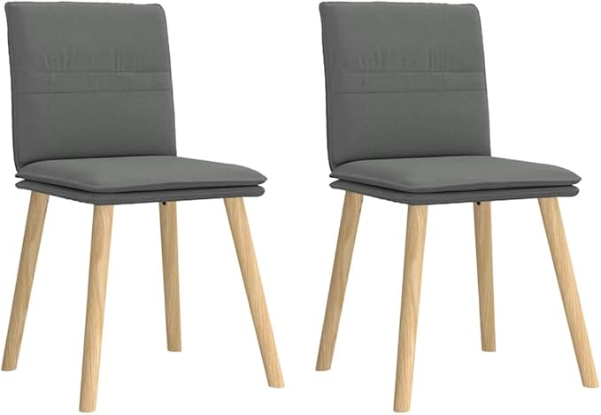 2-Piece Dark Gray Fabric Dining Chairs Set with Thick Foam Cushion, Solid Rubber Wood Frame for Kitchen Living Room Bedroom Modern Farmhouse Furniture