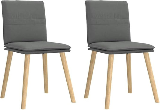 2-Piece Dark Gray Fabric Dining Chairs Set with Thick Foam Cushion, Solid Rubber Wood Frame for Kitchen Living Room Bedroom Modern Farmhouse Furniture