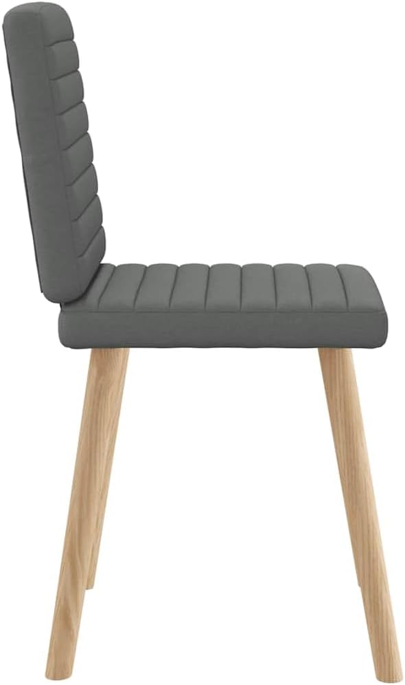 Modern Dark Grey Fabric Dining Chair Set of 6, 8.4x7.0x13.3 in, Matte Finish Rubber Wood Legs, Up to 242.5 lb Capacity Comfortable Accent Seating for Dining Room Kitchen Living Room