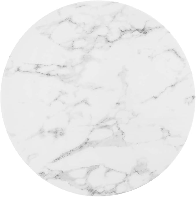 Modway Lippa Mid-Century Modern 28" Round Artificial Marble Dining Table in Black White