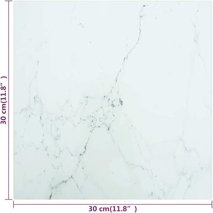 Small White Tempered Glass Tabletop 11.8 x 11.8 in Marble Look Durable Coffee Side Replacement Square Surface for Living Room Bedroom Office Compact Space