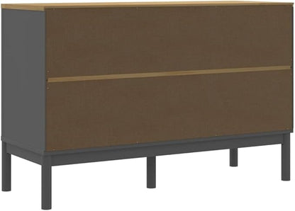 Grey Pine Sideboard Buffet Cabinet 44.9x29.1 in Solid Wood Matte Sideboard Cabinet with Doors and Drawers for Dining Room Living Room or Corner Coffee Bar Storage