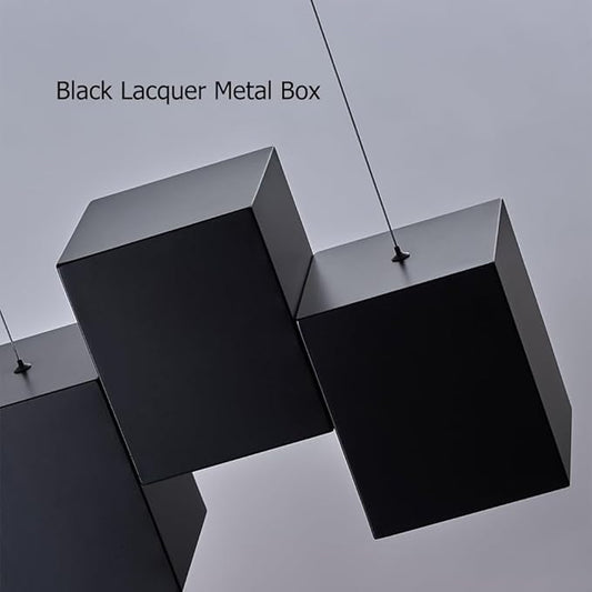 Modern Black Kitchen Island Lighting, Linear Chandeliers for Dining Room 6-Light Square Ceiling Hanging Pendant Light