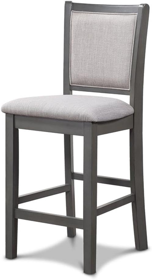 New Classic Furniture Amy Kitchen Counter Island Dining Table for 4 with Storage Shelf & USB Chargers, Contemporary Gray