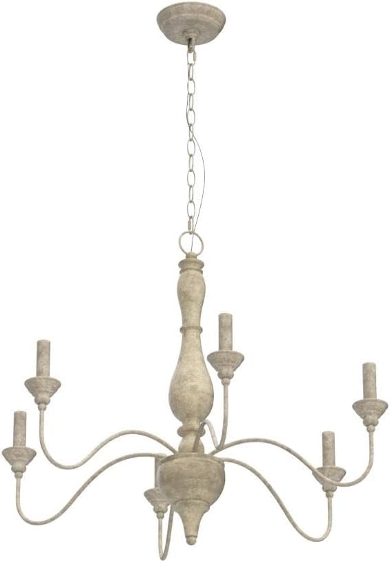 LNC French Country Chandeliers Wood 6 Lights Rust Arms for Dining, Bedroom, Living Room and Bathroom, Brown Lamp Body Size:D29.5 xH24.5