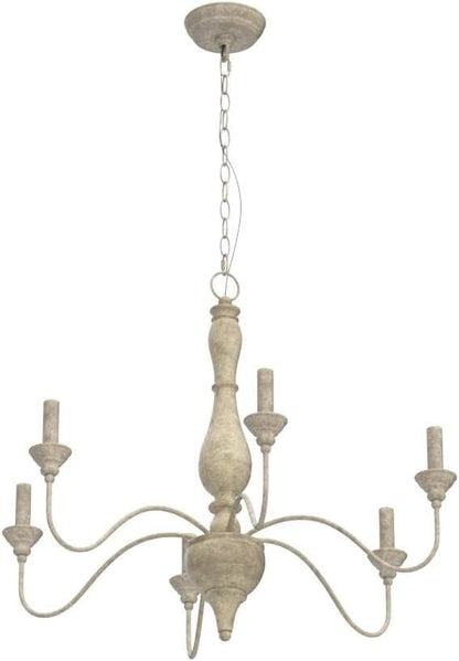 LNC French Country Chandeliers Wood 6 Lights Rust Arms for Dining, Bedroom, Living Room and Bathroom, Brown Lamp Body Size:D29.5 xH24.5