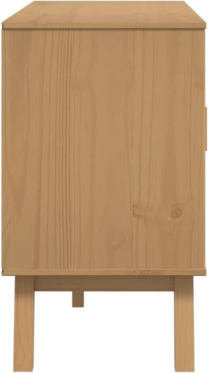 Rectangular Solid Pine Wood Sideboard, Brown Finish, 16.9x44.9x28.9 in, Buffet Cabinet with Storage, Living Room Furniture Kitchen Furnitur