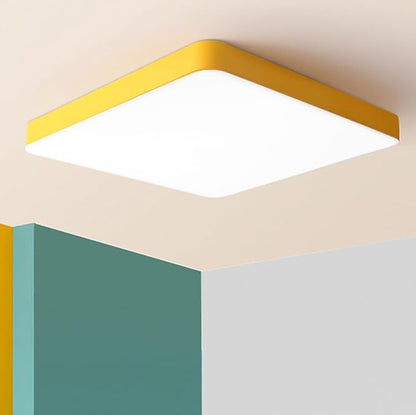 odern LED Ceiling Light Fixture,24 Inch Square Recessed Ceiling Lights,3000K-6000K Dimmable Light,64W Yellow Close to Ceiling Lighting Flush Mount for Home Bedroom Living Room Ceiling Lamp