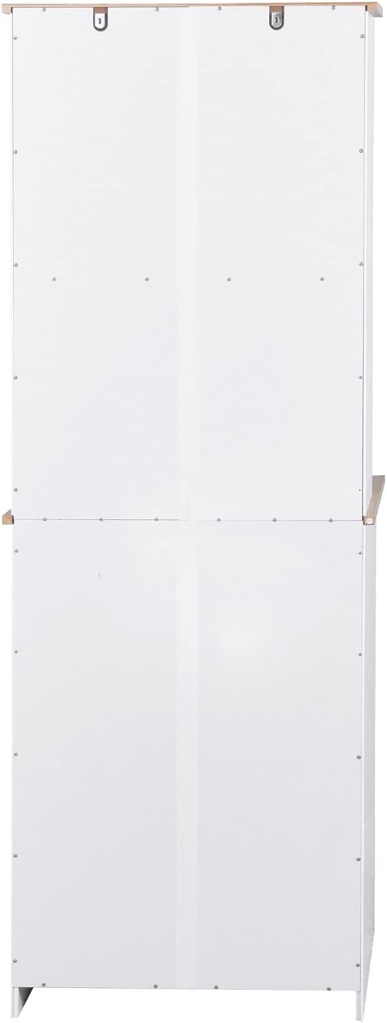 White Cupboard, Freestanding Multifunctional Kitchen Pantry Storage Cabinet with Drawers, Doors and Adjustable Shelf
