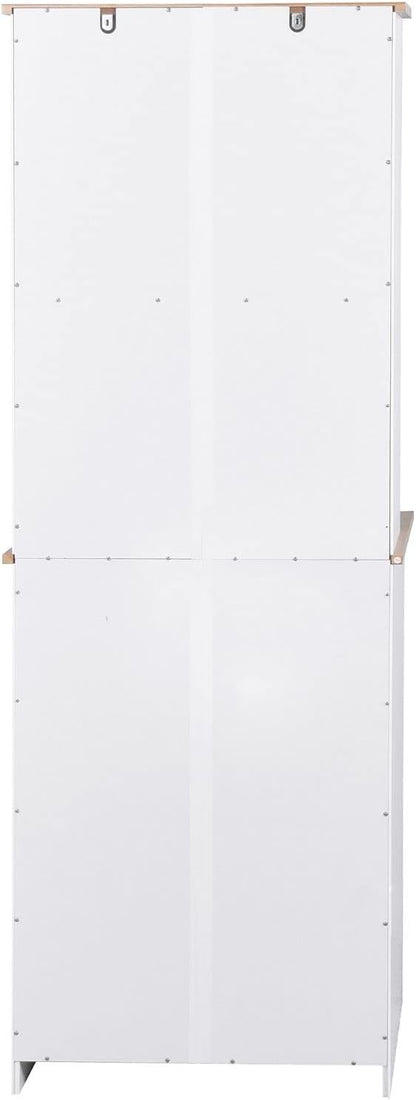 White Cupboard, Freestanding Multifunctional Kitchen Pantry Storage Cabinet with Drawers, Doors and Adjustable Shelf