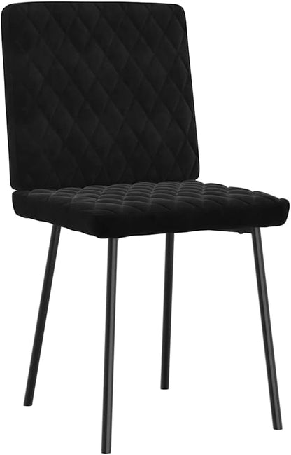 4-Piece Black Velvet Dining Chairs Set with Metal Wood Frame - Modern Accent Chairs for Kitchen Living Room, Soft Comfortable Farmhouse Style Furniture (17.7x21.3x32.7 inches)