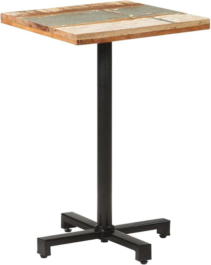 Square Bistro Table 19.7x19.7x29.5 Inch Solid Reclaimed Wood Counter Height Kitchen Island Table for Small Spaces Indoor Outdoor Use