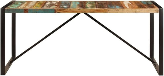 Solid Reclaimed Wood Dining Table 70.9"x35.4"x29.5" Handmade Rustic Kitchen Table with Steel Legs for Dining Room, Farmhouse, Small Spaces