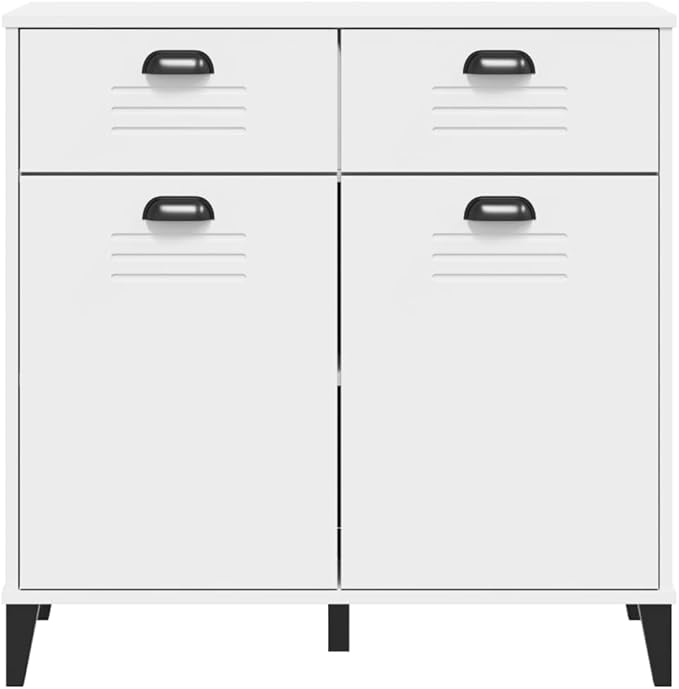 White Storage Sideboard Cabinet, Engineered Wood, 31.5x31.5x31.5 Inch, Modern Rectangular Buffet with Drawers for Living Room, Dining, Hallway Kitchen Furnitur