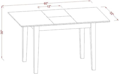 HomeStock 7 Piece Dining Table Set Consist of a Rectangle Dining Room Table with Leaf and 6 Wooden Seat Chairs, 32x60 Inch, Mahogany