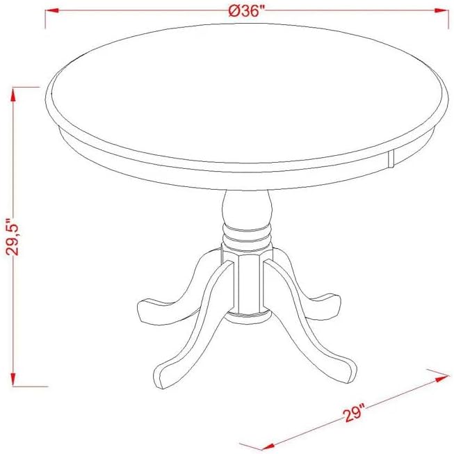 East West Furniture ANTI5-CAP-LC 5 Piece Dining Room Furniture Set Includes a Round Kitchen Table with Pedestal and 4 Faux Leather Upholstered Dining Chairs, 36x36 Inch, Cappuccino