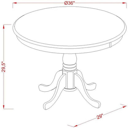 East West Furniture ANTI5-CAP-LC 5 Piece Dining Room Furniture Set Includes a Round Kitchen Table with Pedestal and 4 Faux Leather Upholstered Dining Chairs, 36x36 Inch, Cappuccino