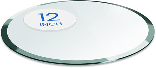 Dulles Glass 12 inch Round Glass Table Top - Tempered - 1/2" Thick Glass Surface, Safe Beveled Edge, Multipurpose for Dining Table, Patio, Coffee and End Table