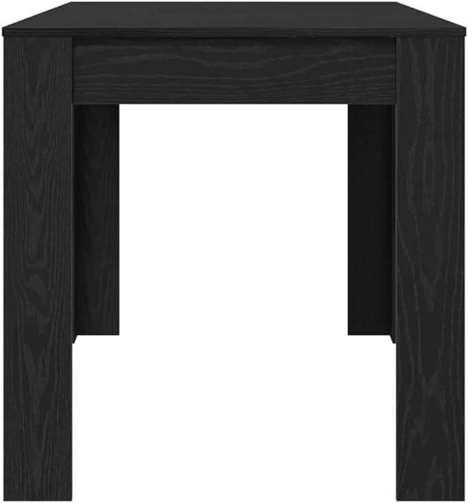 Dining Table 55"x29" Black Oak Poly Rattan Kitchen & Dining Room Table with Steel Frame Easy Assembly Patio Outdoor Table for Garden Terrace
