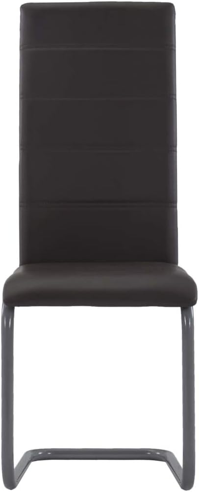 Cantilever Dining Chairs 4 pcs Brown Faux Leather Modern Kitchen & Office Furniture Set with Steel Frame, Comfortable High Back Seating for Dining Room Living Room
