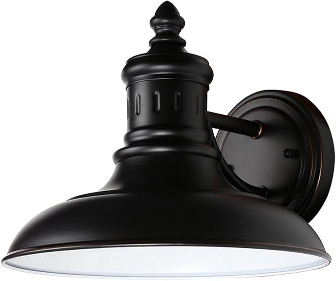 Design House 516732 Monterey Industrial Modern 1-Light Indoor/Outdoor Wall Mount with Metal Shade for Porch Entryway Barn, Oil Rubbed Bronze