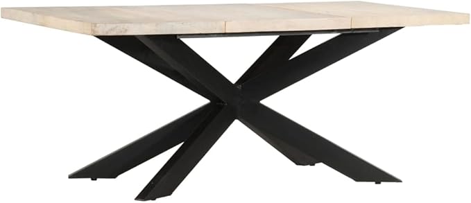 Rectangular Dining Table, Solid Bleached Mango Wood Kitchen Island, 70.9 Inch Spacious Design for Indoor Dining Room Spaces