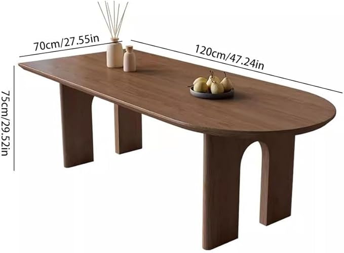 Dining Room Table Simple Home Solid Wood Dining Table Kitchen Integrated Rectangular Wall Semi-Circular Oval Island Modern Dining Table(S:120CMX70CMX75CM)