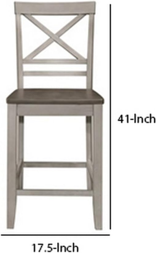 Counter Height Dining Chair with Crossbuck Backrest for Kitchen Island Seating