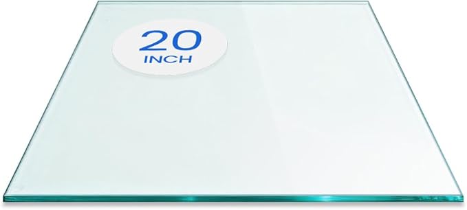 Dulles Glass 20 inch Square Glass Table Top - Tempered - 1/4" Thick Glass Surface, Safe Flat Polished, Eased Corners, Multipurpose for Dining Table, Patio, Coffee and End Table