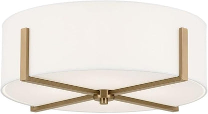 KICHLER Malen 4-Light Flush Mount, Updated Light with White Fabric Shade in Champagne Bronze, for Bedroom, Hallway, Kitchen, or Smaller Mudroom (20" x 8.25")