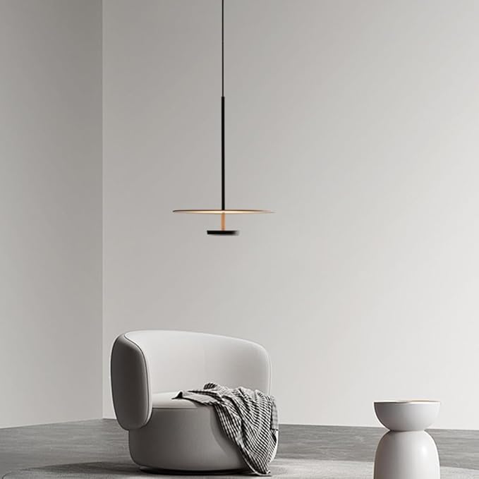 11.8'' Flying Saucer Pendant Light UFO Black Nordic MCM Mid Century Pendant Light Scandinavian Style Modern Minimalist Hanging Light Fixture for Dining Room Bedroom Kitchen Island Living Room