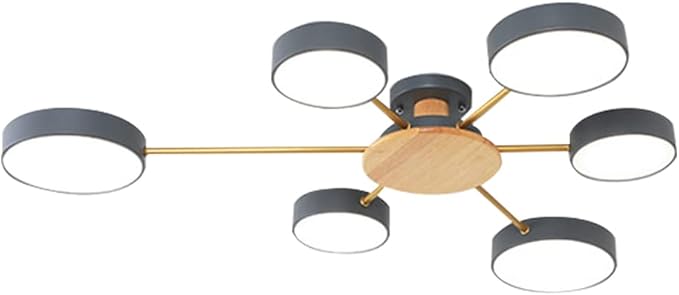 LED Ceiling Lighting 41 Inch 6-Lights Modern Ceiling Lights Flush Mount Recessed Lighting Ceiling Light 48W Adjustable Living Room Bedroom Kitchen, 3000K-6000K Temperature Available Grey
