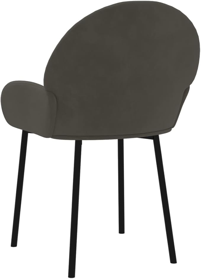 Set of 2 Dark Grey Modern Dining Chairs with Velvet Upholstery Ergonomic Design for Comfortable Seating in Dining Room Kitchen