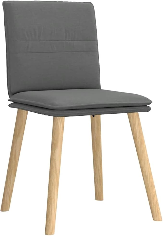 Dining Chair Set of 4 Dark Grey Fabric Upholstered Chairs with Rubber Wood Legs for Dining Room Kitchen and Living Room
