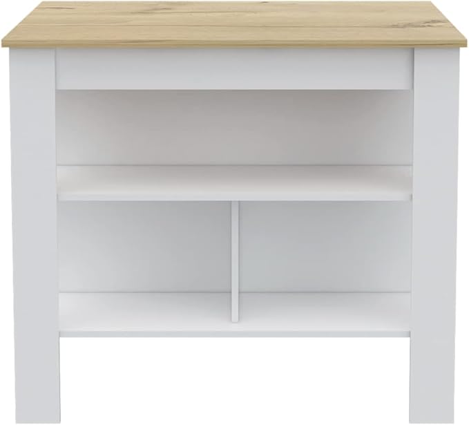GOWE 2 Piece Kitchen Set, Kitchen Island + Pantry Cabinet, White/Light Oak
