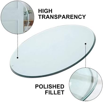 30" Clear Round Glass Table Top, Thick Tempered Glass with Smooth Polished Edge, Ideal for Kitchen, Living Room, Office or Patio Table Replacement