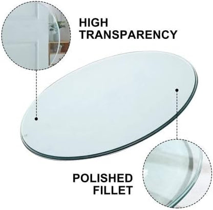 30" Clear Round Glass Table Top, Thick Tempered Glass with Smooth Polished Edge, Ideal for Kitchen, Living Room, Office or Patio Table Replacement
