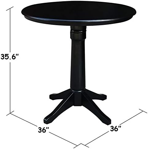 International Concepts 36" Round Top Pedestal Table-34.9" H, Black